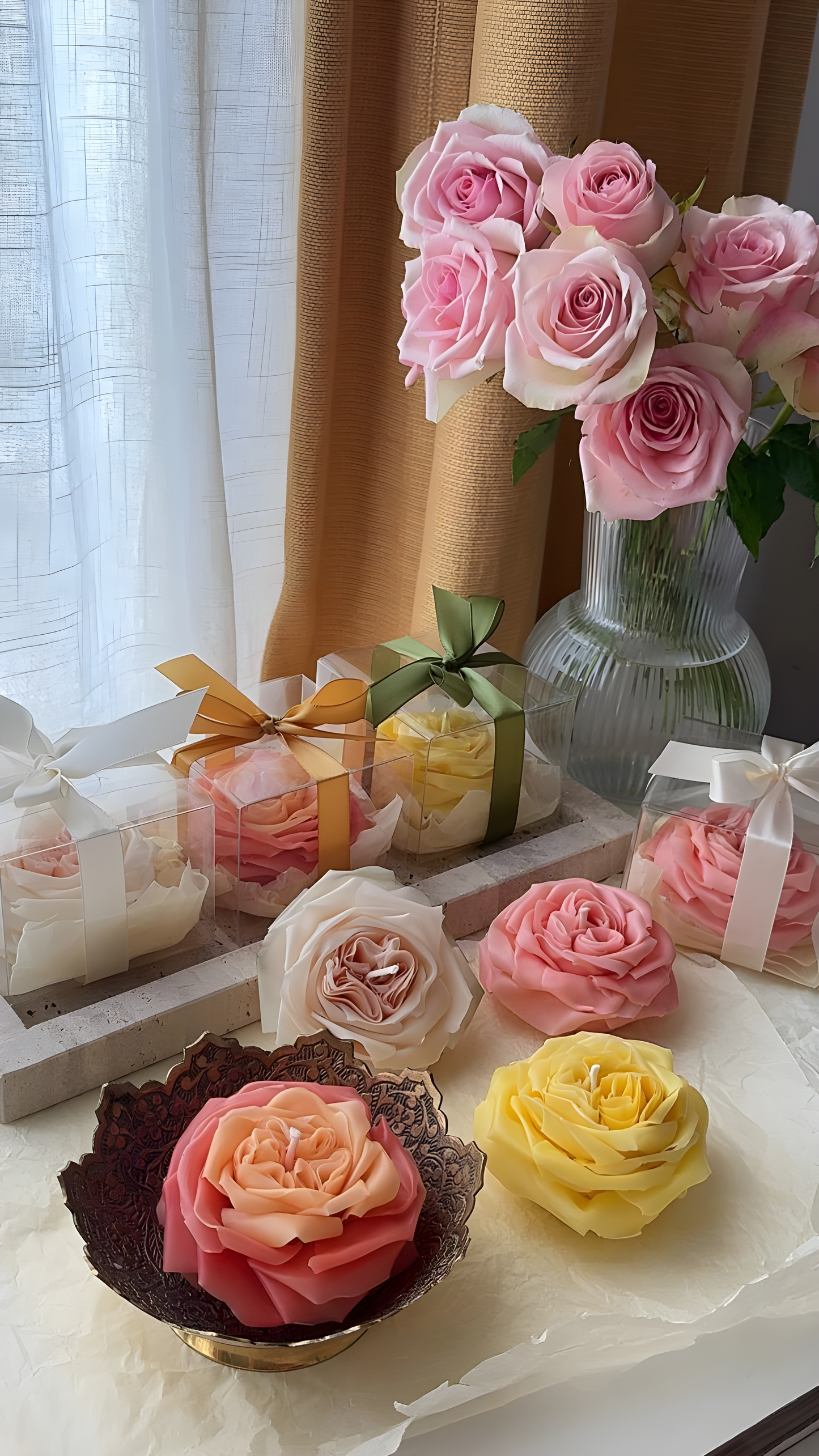 Set of 30 Favor sized candles "Rose"